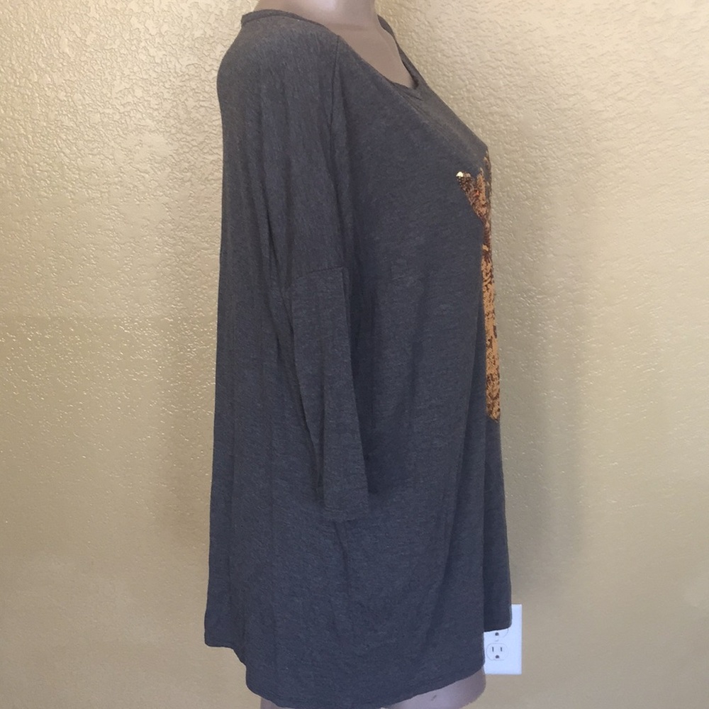 Acting Pro Gold Sequins Deer Dolman Top 🦌 M - Picture 5 of 8